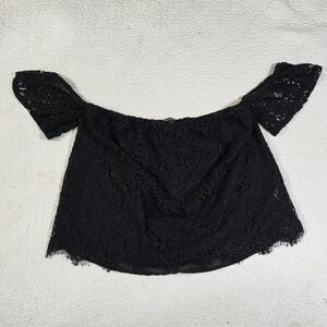 Dynamite Black Lace Off-Shoulder Crop Top